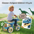 Xuanlur Kids Ride on Dinosaur Tricycle, Toddlers Kid Trike with Wide Flash Wheels, Anti - Slip Pedals, Rear Basket, Music & LED Lights, Toddler Bike Toys Gift for 3 - 6 Year Old Boys & Girls (Green)