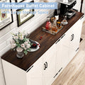 71" Tall Farmhouse Kitchen Pantry Cabinet, 5 Layers Storage Cabinet with Adjustable Shelves, Farmhouse Pantry Cabinet with 4 Barn Doors for Kitchen, Dining Room, Bathroom, Living Room, Rustic White