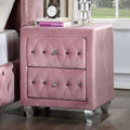 Glam Pink Upholstered Tufted Velvet Like Fabric 4pc Full Size Bed Set Dresser Mirror Nightstand Bedroom Furniture