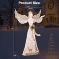 Tangkula 5 FT Lighted Christmas Angel, Outdoor Pre-lit 3D Glittered Angel with 100 Warm White Lights