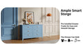 6 Drawer Dresser, Light Blue Elegant Chest of Drawers, Large Cabinet with Storage, Rustic Wood Chest of Drawers for Bedroom, Living Room, Hallway