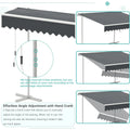 AECOJOY Free Standing Retractable Awning, 13'x10' Patio Awnings Outdoor Manual Sun Shade Shelter, Dark Grey