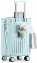 20 in Carry on Luggage with Cup Holder & USB Port, Airline Approved TSA - Locked Luggage, Lightweight PC Material Travel Suitcase with 360 Spinner Wheel