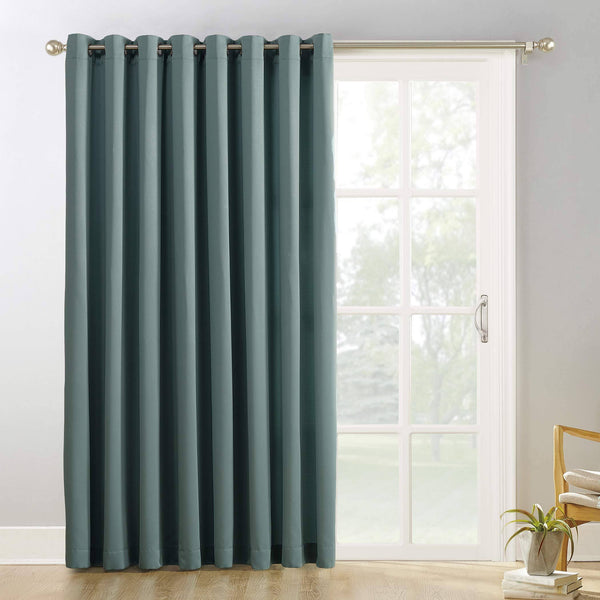Sun Zero Easton Blackout Patio Door Curtain Panel, 100" x 84", Mineral Green