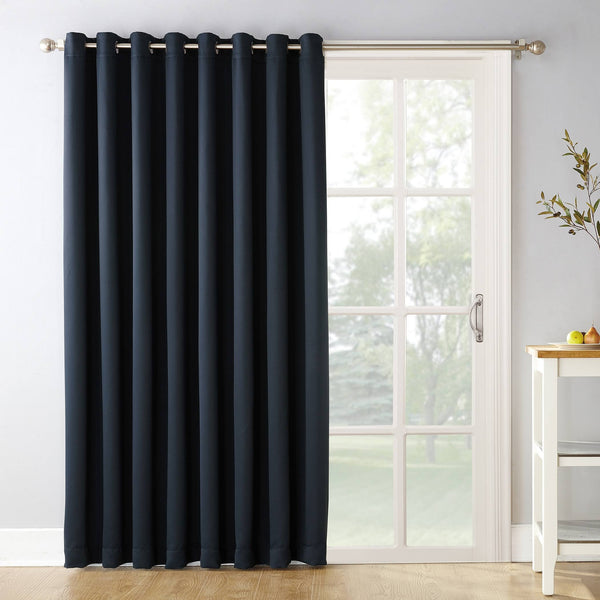 Sun Zero Jonah Extra Wide Blackout Patio Curtain Panel Navy