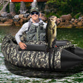 Inflatable Fishing Float Tube, 350 LBS Capacity Belly Boat with Paddle, Flippers, Rod Holder, Fish Ruler, Pump, Storage Bag & Adjustable Straps