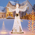 Tangkula 5 FT Lighted Christmas Angel, Outdoor Pre-lit 3D Glittered Angel with 100 Warm White Lights