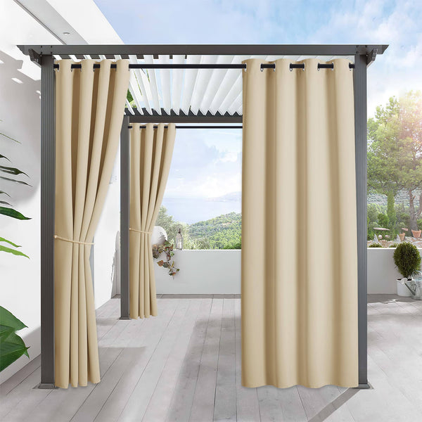 RYB Home Outdoor Blackout Curtain - Pergola Curtain Shade Indoor Outdoor D��cor, Grommet Top Water & Wind Repellent for Patio/Gazebo/Deck, 1 Panel