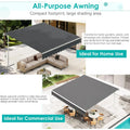 AECOJOY Free Standing Retractable Awning, 13'x10' Patio Awnings Outdoor Manual Sun Shade Shelter, Dark Grey
