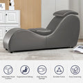 MUZZ Yoga Chair, Curved Yoga Chaise Lounge for Adults Stretching Exercising Relaxing, Chaise Lounge Chair with Adjustable Mats for Living Room Apartment Indoor(Dark Grey)