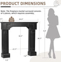 EPICOZY 43.3" Fireplace Mantel, Freestanding Fireplace Surround with Leg for Electric Fireplaces, MDF Mantel Surround with Shelf for Living Room with Decorative Pattern, Anti - Tipping & Waterproof
