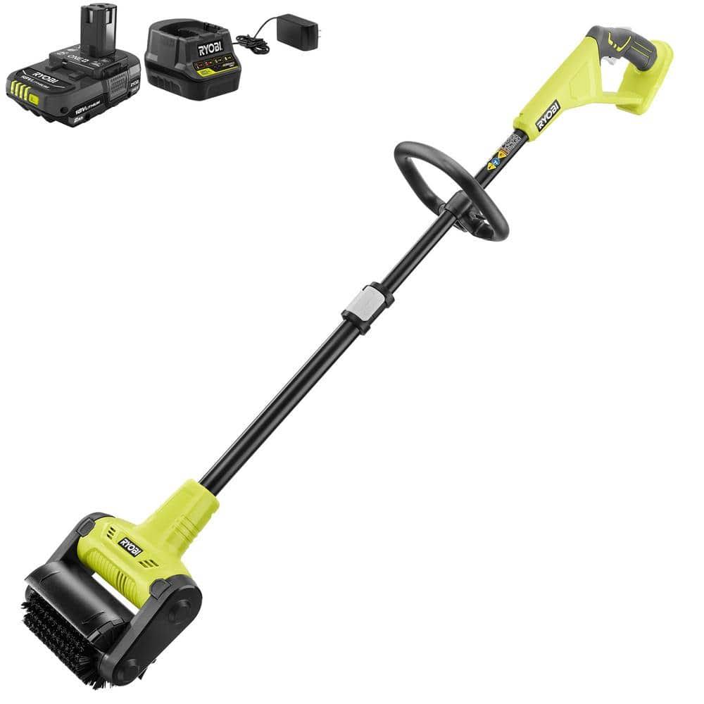 Ryobi One+ 18V Cordless Battery Outdoor Patio Sweeper with 2.0 Ah Battery and Charger