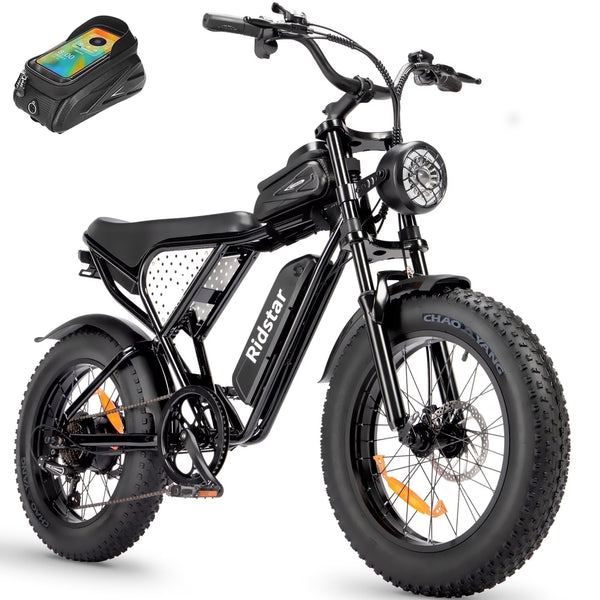 Ridstar Electric Bike for Adults Q20, 1200W 30MPH, 48V 15.6ah Electric Bicycle, 7 Speed Full Suspension Mountain Bike UL2849