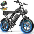Ridstar Electric Bike for Adults Q20, 1200W 30MPH, 48V 15.6ah Electric Bicycle, 7 Speed Full Suspension Mountain Bike UL2849