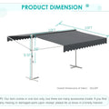 AECOJOY Free Standing Retractable Awning, 10'x10' Dual Side Patio Awnings Outdoor Manual Sun Shade Shelter, Dark Grey