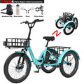 ABORON 3.0 Fat Tire Electric Trike for Senior Foldable E - Bike, 500W Motorized Tricycle Adult 20" Folding 3 Wheel Electric Commute Bike Trike W/48V Battery and Storage Baskets
