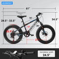 20 in Mountain Bike for 7 - 15 Years Old, 7 Speed Kids Bike with High Carbon Steel Frame, Fat Tire and Dual Disc Brake, Front Suspension Mountain Bicycle Gift for Boys Girls, Grey - Orange