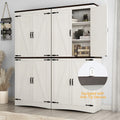 71" Tall Farmhouse Kitchen Pantry Cabinet, 5 Layers Storage Cabinet with Adjustable Shelves, Farmhouse Pantry Cabinet with 4 Barn Doors for Kitchen, Dining Room, Bathroom, Living Room, Rustic White