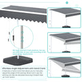 AECOJOY Free Standing Retractable Awning, 10'x8' Patio Awnings Outdoor Manual Sun Shade Shelter, Dark Grey