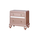 Contemporary Rosé Gold Twin Size Bed 6pc Set Dresser Mirror Nightstand Chest Padded HB Tufted Bedroom Furniture Solid Wood