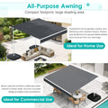 AECOJOY Free Standing Retractable Awning, 10'x8' Patio Awnings Outdoor Manual Sun Shade Shelter, Dark Grey