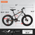20 in Mountain Bike for 7 - 15 Years Old, 7 Speed Kids Bike with High Carbon Steel Frame, Fat Tire and Dual Disc Brake, Front Suspension Mountain Bicycle Gift for Boys Girls, Grey - Orange