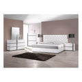 3 - Piece Modern Bedroom Furniture Set, California King Platform Bed with 2x Nightstand, White Lacquer Finish