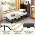 Cot Size Murphy Cabinet Bed with Mattress, 2-in-1 Folding Rollaway Guest Bed into Storage Cabinet with Lockable Wheels for Home Office