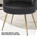 Monibloom Velvet Accent Chair, Modern Upholstered Single Sofa Side Chair, Comfy Barrel Club Living Room Armchair with Golden Metal Legs for Bedroom Reading Room Office, Black