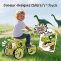 Xuanlur Kids Ride on Dinosaur Tricycle, Toddlers Kid Trike with Wide Flash Wheels, Anti - Slip Pedals, Rear Basket, Music & LED Lights, Toddler Bike Toys Gift for 3 - 6 Year Old Boys & Girls (Green)