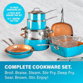 Gotham Steel 32 Pcs Pots and Pans Set Non Stick, Cookware Set with Bakeware and Premium Food Storage Set Nonstick Pots and Pans Set, Red