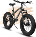 20 in Mountain Bike for 7 - 15 Years Old, 7 Speed Kids Bike with High Carbon Steel Frame, Fat Tire and Dual Disc Brake, Front Suspension Mountain Bicycle Gift for Boys Girls, Grey - Orange