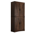 71" Tall Farmhouse Kitchen Pantry Cabinet, 5 Layers Storage Cabinet with Adjustable Shelves, Farmhouse Pantry Cabinet with 4 Barn Doors for Kitchen, Dining Room, Bathroom, Living Room, Rustic White