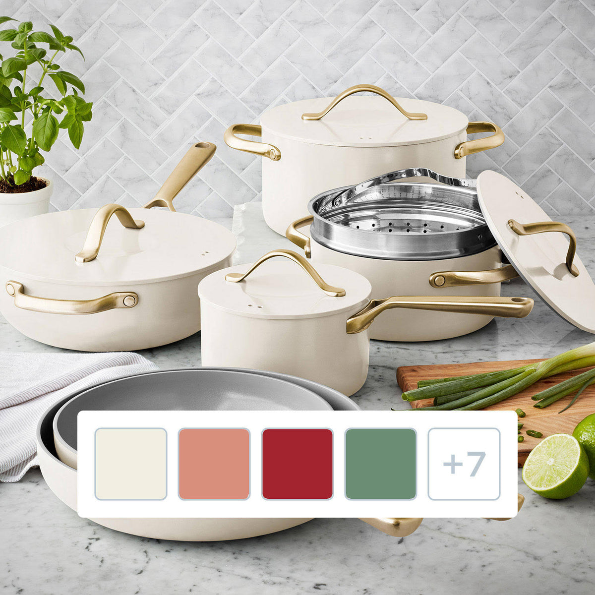 Member's Mark 11-Piece Modern Ceramic Cookware Set (Cream)