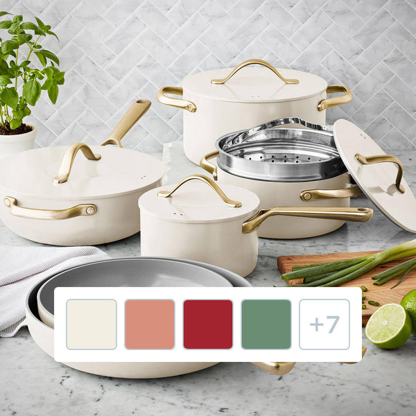 Member's Mark 11-Piece Modern Ceramic Cookware Set (Cream)