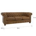 Hancock Tufted Top Grain Italian Leather Chesterfield Sofa - Dimensions: 31" H x 86" W x 40" D