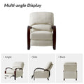 Set of 2 Alex Mid-Century Modern Genuine Leather Manual Recliners with Curved Wooden Arms