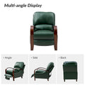 Set of 2 Alex Mid-Century Modern Genuine Leather Manual Recliners with Curved Wooden Arms