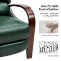Set of 2 Alex Mid-Century Modern Genuine Leather Manual Recliners with Curved Wooden Arms