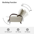 Set of 2 Alex Mid-Century Modern Genuine Leather Manual Recliners with Curved Wooden Arms