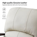 Set of 2 Alex Mid-Century Modern Genuine Leather Manual Recliners with Curved Wooden Arms