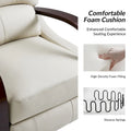 Set of 2 Alex Mid-Century Modern Genuine Leather Manual Recliners with Curved Wooden Arms