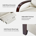 Set of 2 Alex Mid-Century Modern Genuine Leather Manual Recliners with Curved Wooden Arms