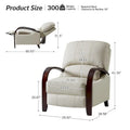 Set of 2 Alex Mid-Century Modern Genuine Leather Manual Recliners with Curved Wooden Arms