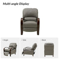 Set of 2 Alex Mid-Century Modern Genuine Leather Manual Recliners with Curved Wooden Arms