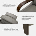 Set of 2 Alex Mid-Century Modern Genuine Leather Manual Recliners with Curved Wooden Arms