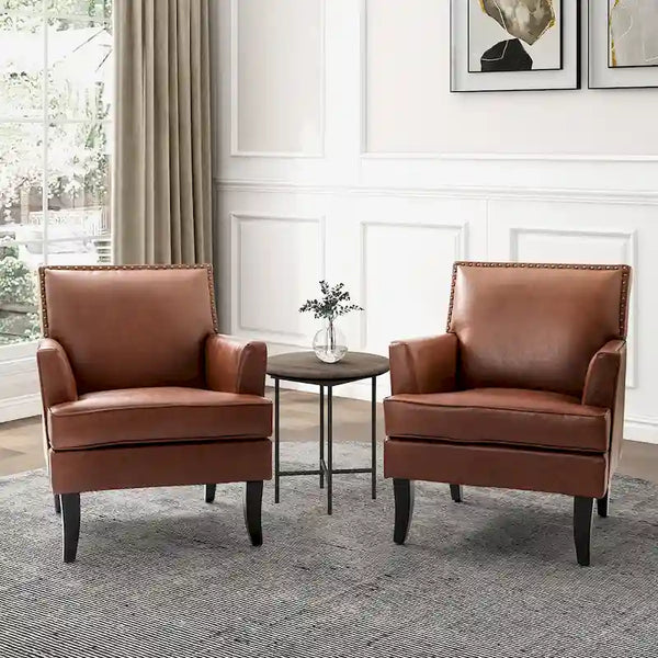 Nileus Set of 2 Modern Classic Polyester Accent Chairs with Solid Wood Legs by HULALA HOME