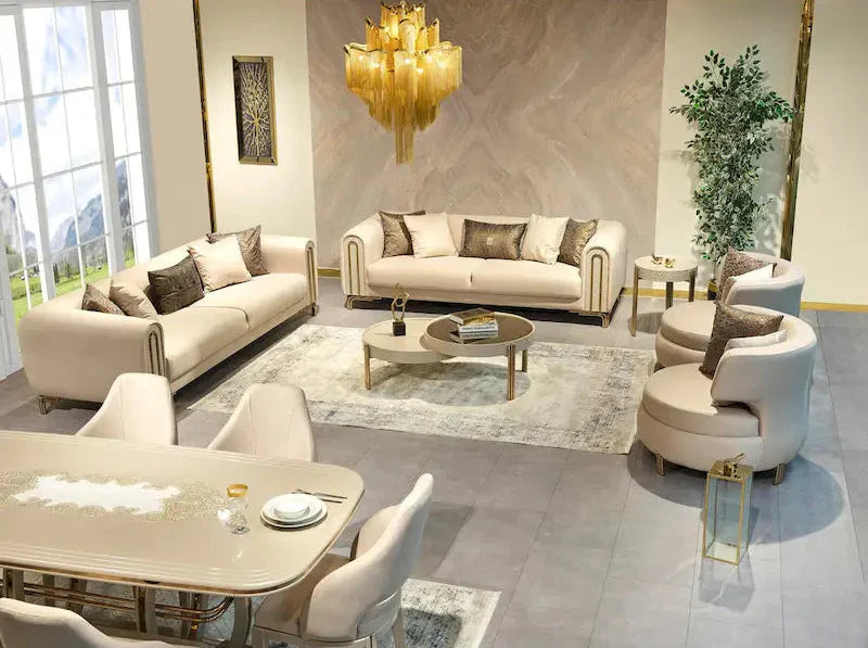 Paris 4-Piece Living Room Set: 2 Sofas, 2 Chairs, and 1 Coffee Table