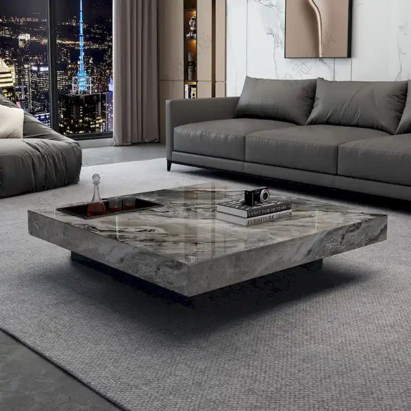 JASIWAY Elegant Sintered Stone Square Coffee Table