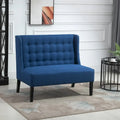 HOMCOM Armless Double Sofa Loveseat - Tufted Linen Upholstery Couch with Wooden Legs for Living Room - 28.75 x 43.25 x 36.5 inches